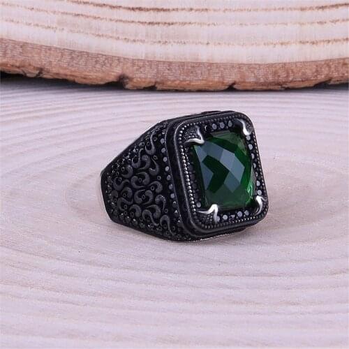 Green Zircon Cubic Zirconia Micro Stone Inlaid 925 Sterling 925 K Silver Men 'S Ring