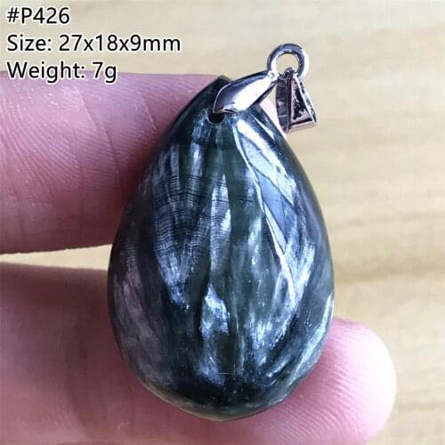Natural Green Seraphinite Crystal Necklace Pendant For Women Man Luck Gift Water Drop Beads Stone Silver Gemstone Jewelry AAAAA