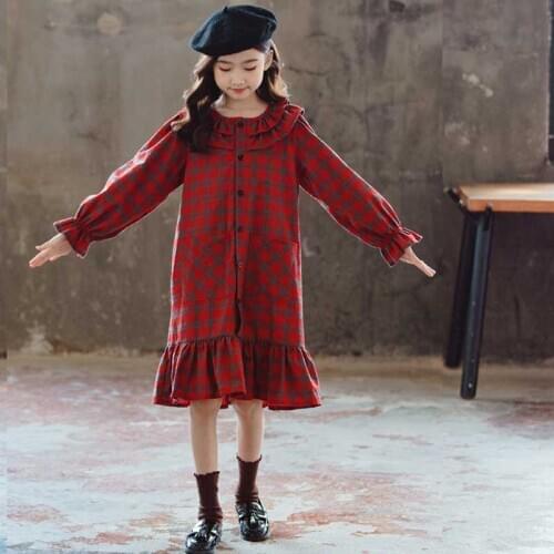 Teenage Girls Dress Autumn 2020 New Children Clothes Patchwork School Teen Lilttle Girl Dresses Kids Casual Shirts Dress Fall