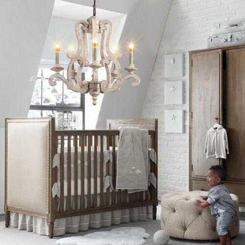 Phube Lighting Retro Chandeliers Wooden Chandelier Light Childrens room Bedroom Princess room Chandelier Home Lighting 5 Head
