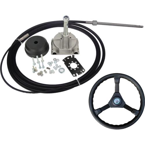 Outboard Boat Steering System Single Turbine Rotating W/ Marine Steering Wheel Cable 10FT 12FT 15FT 17FT 19FT