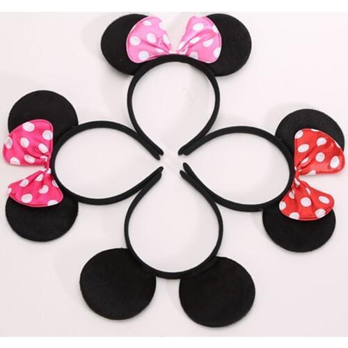 1pc Lovely Girls Bows Knot Minnie Mickey Ears Baby Hair Accessories Headband Kids Boys Happy Birthday Party Christmas Hairbands