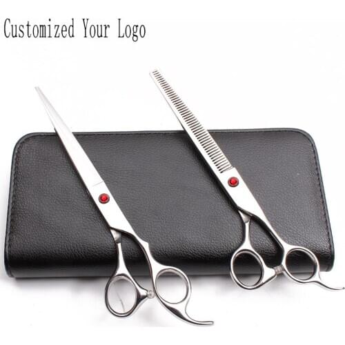 Professional Grooming Scissors 7.5" JP Stainless Engrave Logo Dog Shears Kit Straight Shears Thinninng Shears Pet Scissors C1106