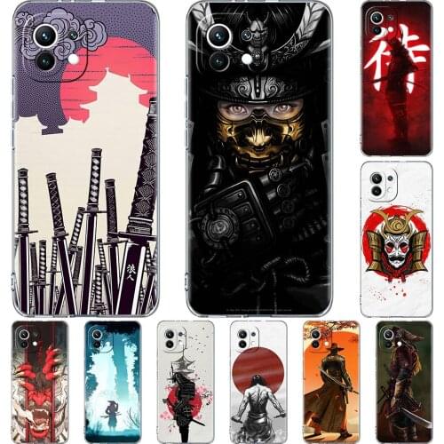 Clear Case for Xiaomi Mi Poco X3 NFC M3 11 10T Lite Phone Soft Cover Note 10 Pro 9T Transparent Celular Capa Samurai Japan Art