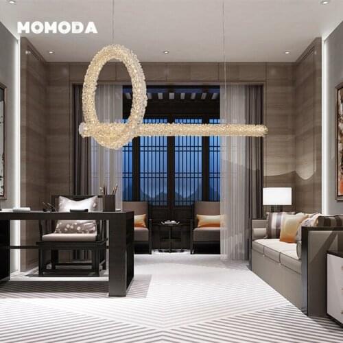 Luxury LED Chandeliers Lighting Modern Crystal Metal Ring Pendant Hanging Lamps Bedroom Living Room Dining Room Lights Lustre