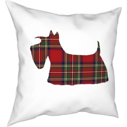 Tartan Scottie Dog Throw Pillow Cover Cushions for Sofa Scottish Terrier Funny Pillowcase