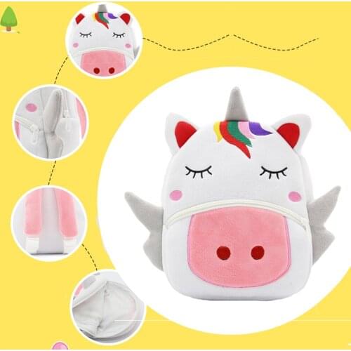 Cute childs School Bag Toddler Kids Backpack Plush Head Animal Backpack Kindergarten Girls Gift Small Cartoon Soft Bags
