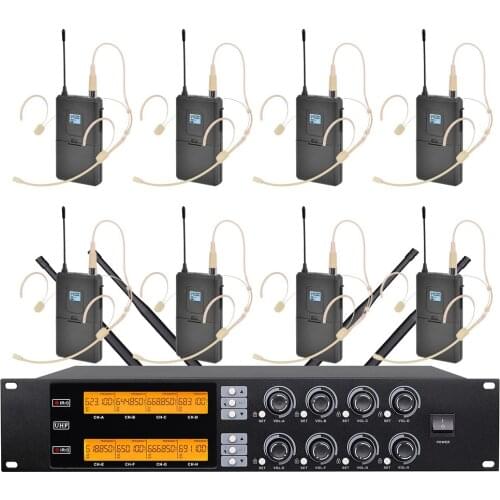 UHF wireless microphone 8-channel headset microphone for outdoor activities stage performance condenser microphone wireless