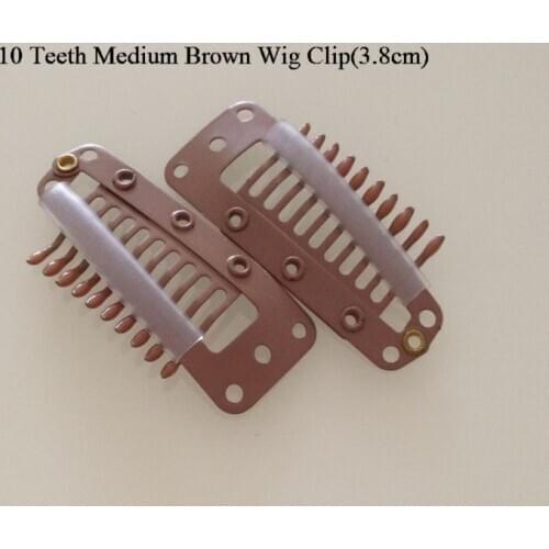 50 Pieces Medium Brown Color Korea Imported High Quality Stainless Steel Wig Clip Straight Teeth 3.8cm Length
