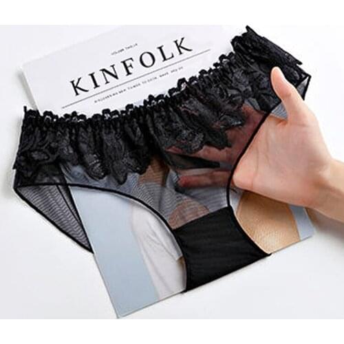 Women Full Transparent Underwear Thin Mesh Womens panties Lace Sexy Femela Briefs Underpants Temptation Ladies Seamless Pants