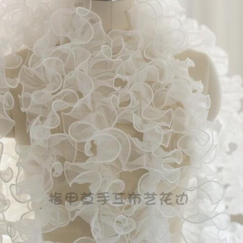 1M White Organza Applique Lace French Gauze Lace Ribbon Fabric Diy Trims Handmade Clothing Wedding Sewing Accessories 10CM