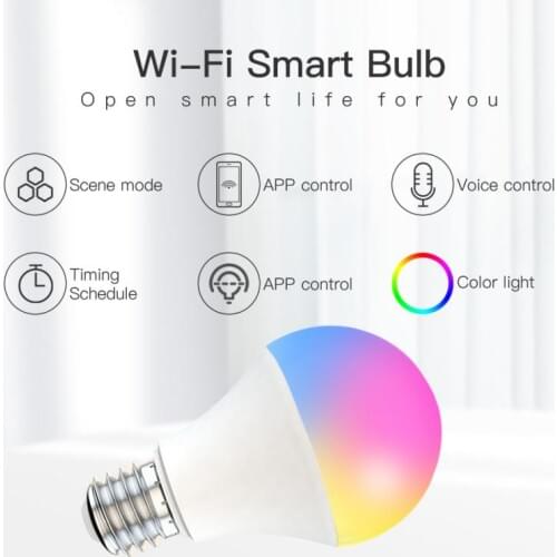 15W WiFi Smart Light Bulb,B22/E27 LED RGB Lamp,Work with Alexa/Google Home 85-265V RGB+White Dimmable Timer Function Bulb