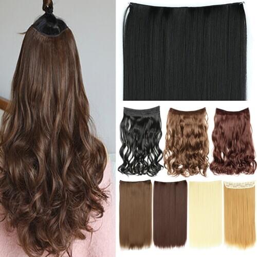 Kong&Li 5 Clips Wave Clip In One Piece Synthetic Wavy High Tempreture Hairpiece Hair Extension For Women 120g/pc