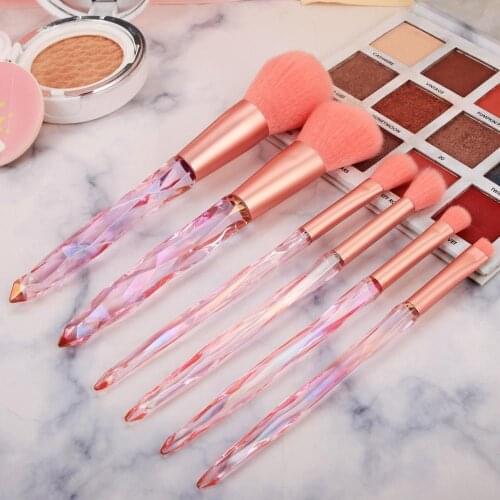 50% Hot Sale 10Pcs Faux Crystal Transparent Diamond Fan-shaped Brushes Women Makeup Tools Set