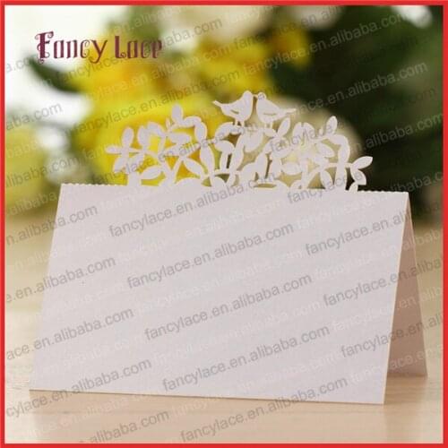 50PCS Hot Sale Fancy Wedding Party Favor Decorations , Love Bird Shape Elegent Vine Table Place Name Card Laser Cut Party Decor