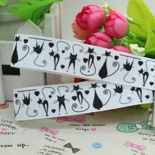 7/8'' Free shipping cat cartoon printed grosgrain ribbon hairbow diy party decoration wholesale OEM 22mm P2396
