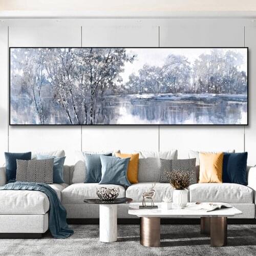 Abstract Landscape Trees and Lakes Canvas Painting Posters and Prints Modern Wall Art Pictures for Living Room Home Decoration