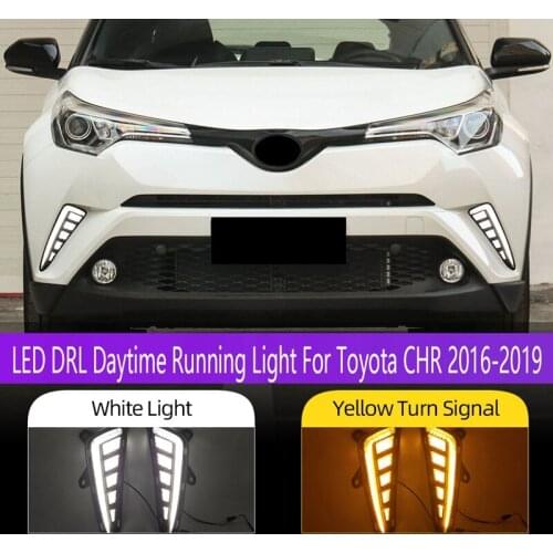 1 Pair Car LED DRL Daytime Running Light Turn Signal Bumper Fog Light Driving Lamp for Toyota CHR 2016-2019