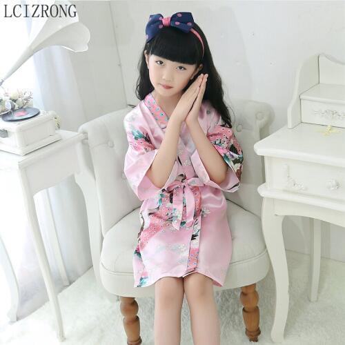 Spring Floral Animal Print Baby Bathrobes 9 Colors Summer Cool Flower Girls Robes Casual Kids Dressing Gown