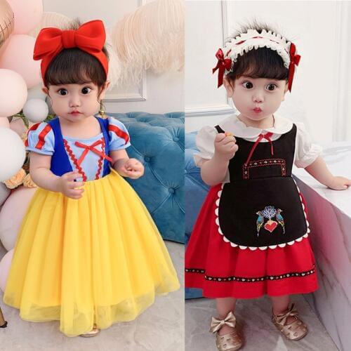 Toddler Snow White Arier Elza Princess Dress Girls Costume Baby Birthday Party Gowns Cosplay Cartoon Frock Cute Vestido
