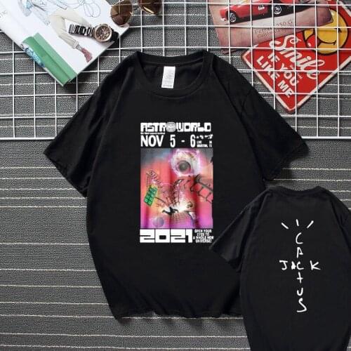 New Tour Travis Scott Astroworld Final Cactus Jack 2021 Men Women T Shirt Retro Graphic Tees Men Streetwear Top Cotton T-shirts