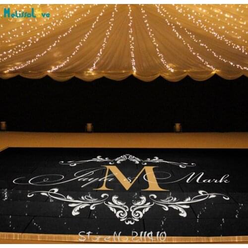 Custom Made Wedding stickers Dancing Floor Sticker Personalized bride Groom Name Floor Decals Removable Monogram Mural ZA101A