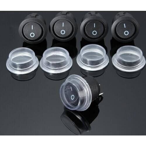 JX-LCLYL 5pcs 2-PIN ON-OFF SPST Round Dot Car Boat Rocker Toggle Switch+Waterproof Cover