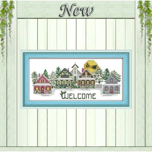 Welcome house scenery diy painting Counted Printed on canvas DMC 11CT 14CT Chinese Cross Stitch kits Needlework Sets embroidery