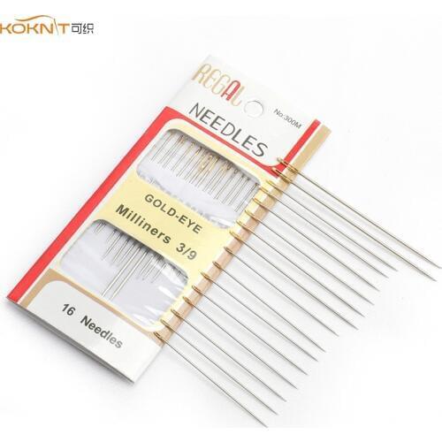 KOKNIT 16pcs Hand Sewing Needles Mix Size Gold Eye Embroidery Cross Stitch Needles Home DIY Sewing Tools For Women Mom