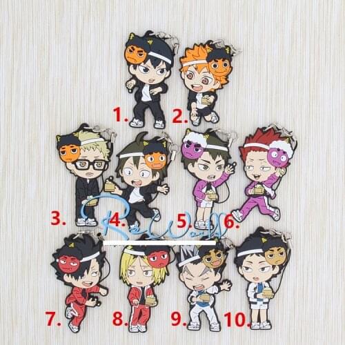 Haikyuu Anime keychain Oikawa Tooru Kozume Kenma Kuroo Tendo Satori Koutarou Hinata Rubber strap/mobile phone strap D194