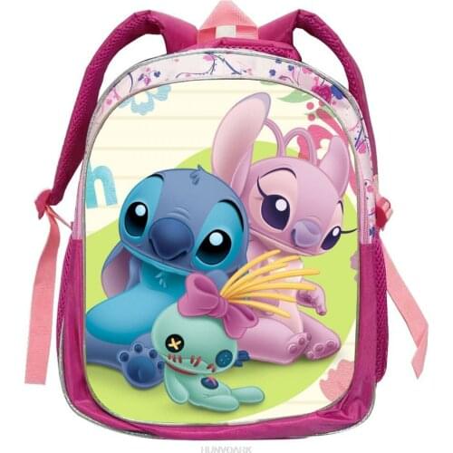 Kawaii Stitch Girls Backpack 12-16inch Pink Lovely School Backpack Fashion Children Cartoon Stitch Mochila Infantil