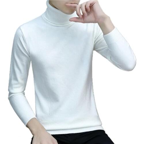 Men Sweater Pullovers Long Sleeve Fit Great High Collar Fall Warm Men Sweater Solid Color Skin-friendly Autumn Winter