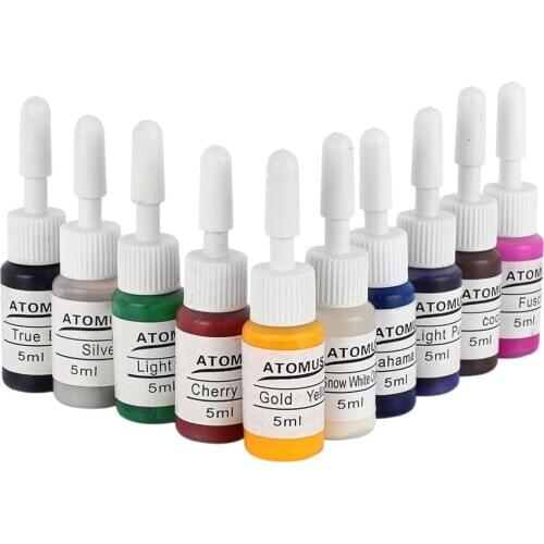 10 Color 0.18oz 5ml Premium Tattoo Ink Set Bottled Pigment Paint For Needles