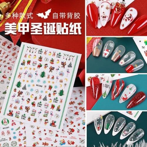 Christmas Nails Art Manicure Back Glue Decal Decorations Design Nail Sticker For Nails Tips Beauty nail decals