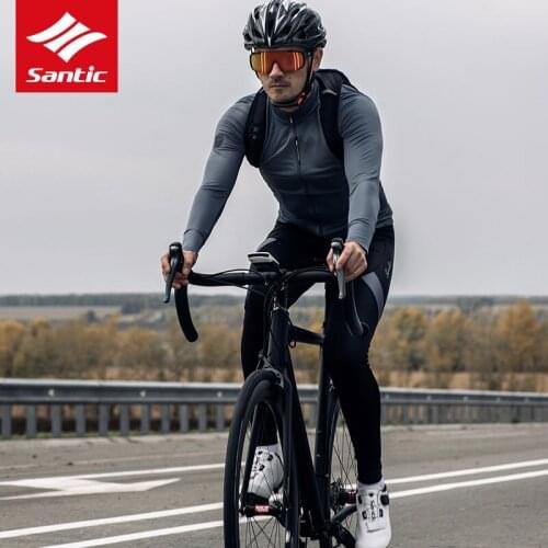Santic Warm Cycling Bib Trousers Winter Thermal Mountain Bike Pants Bicycle Tights Coolmax 5D Gel Pad Cycling Bib Pants