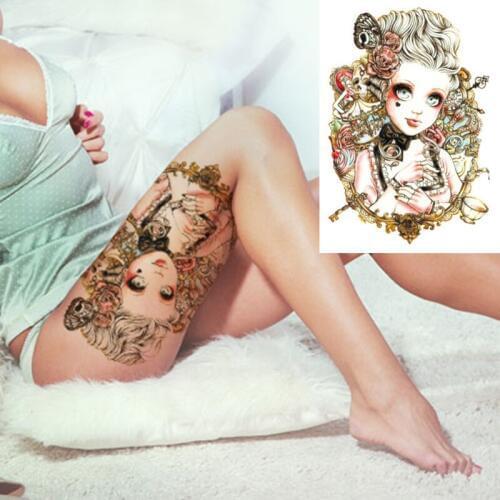 Waterproof Temporary Body Art Arm Shoulder Chest Blonde Rose Loli Tattoo Sticker Women/Men Hot Sale 14.8*21 cm
