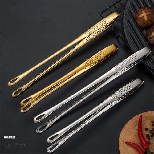 304 Stainless Steel Barbecue Clamp Kitchen Food Tong Portable BBQ Tweezer Serving Buffet Clip Cooking French Fries Kitchen Tool