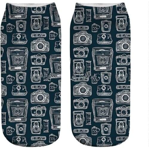 Womens socks kawaii History of the Camera Printed Socks Woman harajuku Happy Funny Novelty cute girl gift Socks for women