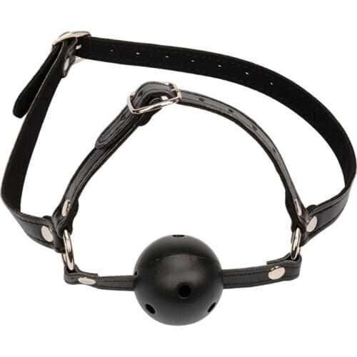 Women Erotic Mouth Plug Ball Faux PU Leather Headgear Bondage Gag Adult Sex Toys