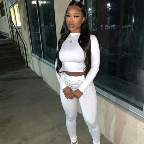 Winter Women Tracksuit 2 Piece Set Bodycon Crop Top and Ruched Pants Set Lounge Wear Skinny Club Outfits for Women Matching Sets