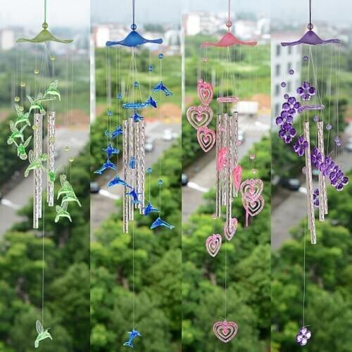 1PC 4 Styles New Dolphins Love Chimes Creative Music Lovers Gift Pendant Metal Tubes Campanula For Home Windows KN 042