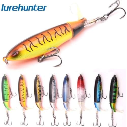 1pcs Whopper plopper 10cm 13g Floating Popper Fishing Lure Artificial Hard Bait Wobbler Rotating Tail Fishing Tackle 3D Eyes
