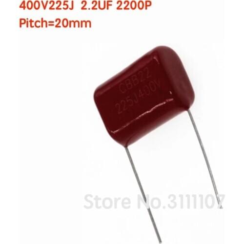 10PCS/LOT 400V225J 2.2UF 2200PF Pitch 20mm 225J400V 225 400V CBB Polypropylene film capacitor
