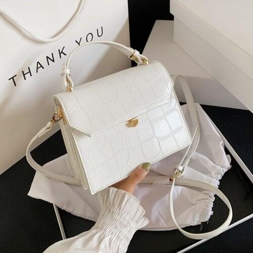 2021 Small Handbag Small Bag PU Leather Hand Bag Ladies Designer Evening BagsStone Patent White Crossbody Bags For Women