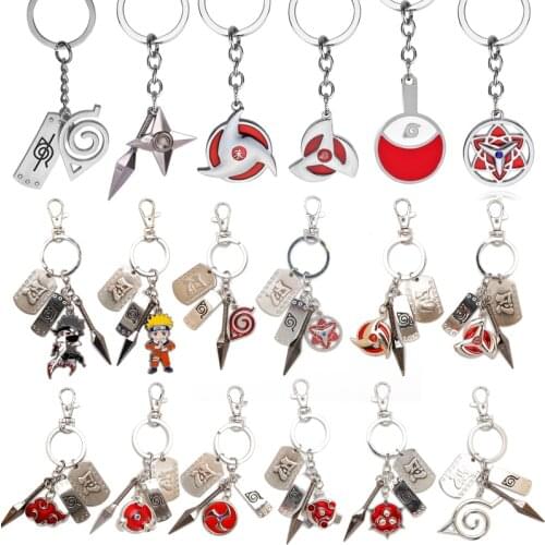 21 Styles Keychain Anime Trinket Akatsuki Red Cloud Keyrings Car Bags Keyholder Ninja Kunai Weapon Modle Key Chains Keyfobs Gift