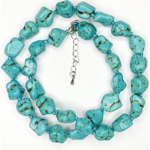 26 Types Handmade Knoted Beads Strand Necklace for Women Vintage Turquoises Stone Short Chain Clavicle Jewelry Accessories 45cm