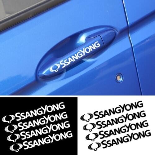 4pcs fashion Car styling black white Car Door Handle Sticker For SsangYong Actyon Turismo Ssang Yong Rodius Rexton Korando Kyron