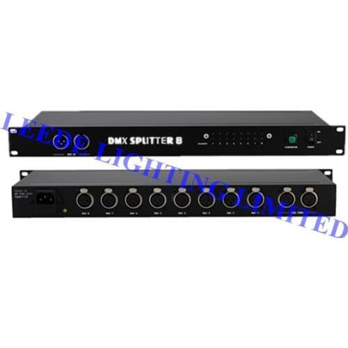 Free shipping 2pcs/lot 8 way DMX Distributor DMX Splitter 1 inputs to 8 outputs for moving head light