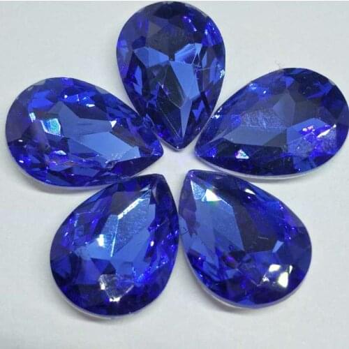 Light Sapphire Drops Crystal Glass Sewing Rhinestones Pointback DIY Wedding Dress and Bag 6*8 7*10 10*14 13*18 18*25 20*30 4*6