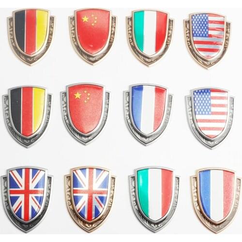 2 Pcs Germany United Kingdom Italy United States France Flag Shield Car Body Side Car Stickers Car Styling For BMW BENZ AUDI VW